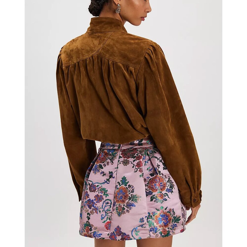 Free People Pink Brocade Floral Mini Skirt - Picture 6 of 11
